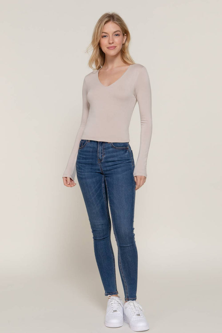 Jane Long Sleeve V-Neck Layering Top