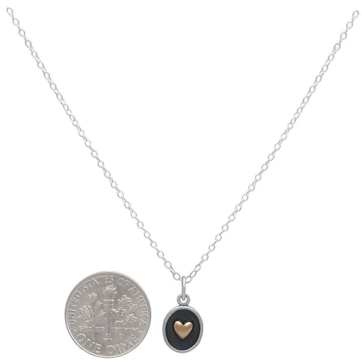 Silver 18 Inch Shadow Box with Bronze Heart Necklace