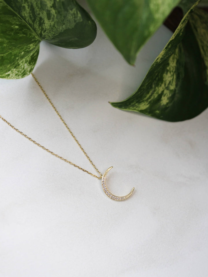 CZ Crescent Moon Necklace