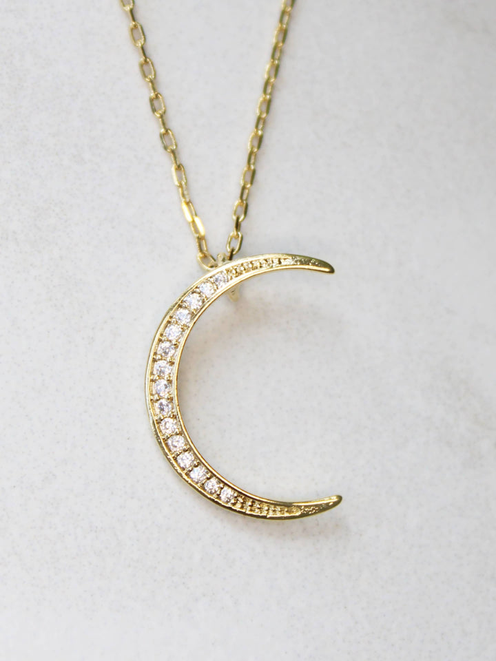 CZ Crescent Moon Necklace