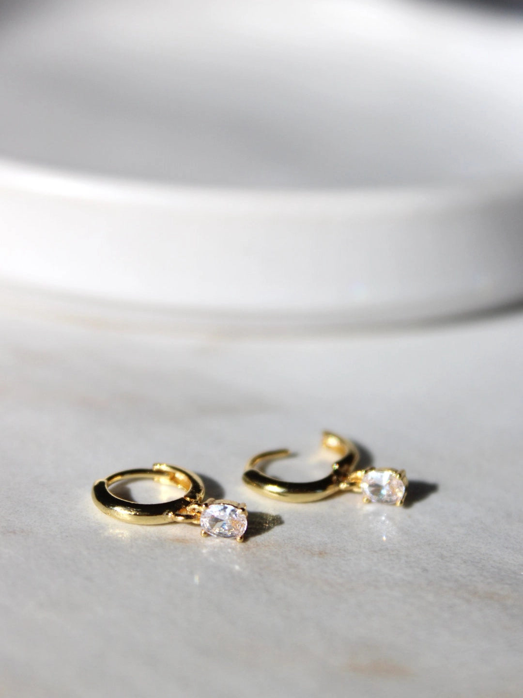 CZ Drop Huggie Hoop Earrings