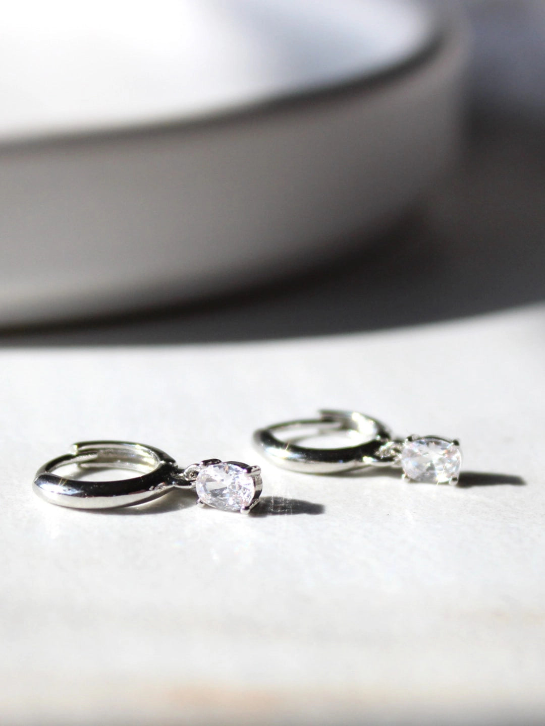 CZ Drop Huggie Hoop Earrings