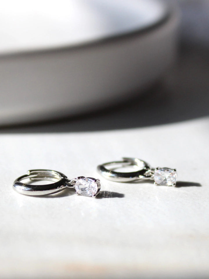 CZ Drop Huggie Hoop Earrings