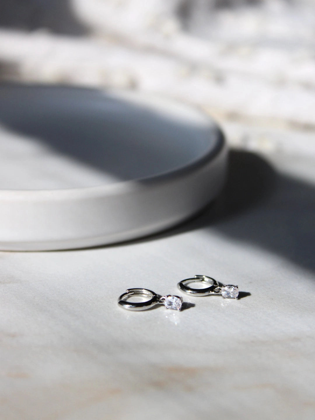 CZ Drop Huggie Hoop Earrings