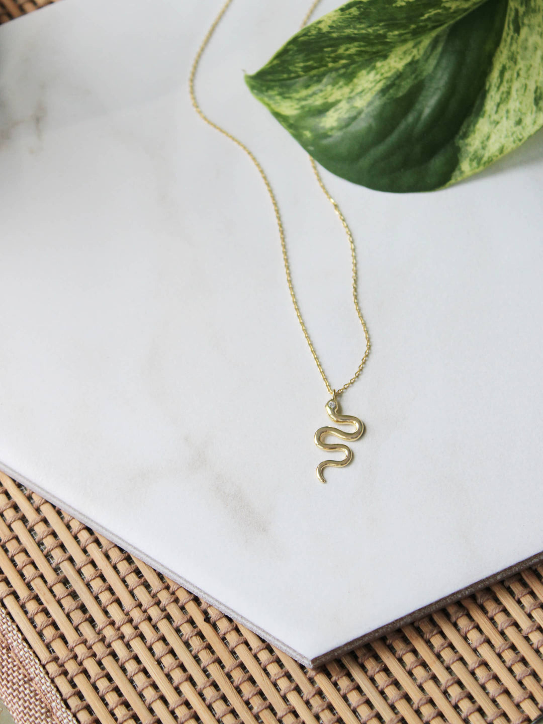 CZ Eye Snake Necklace