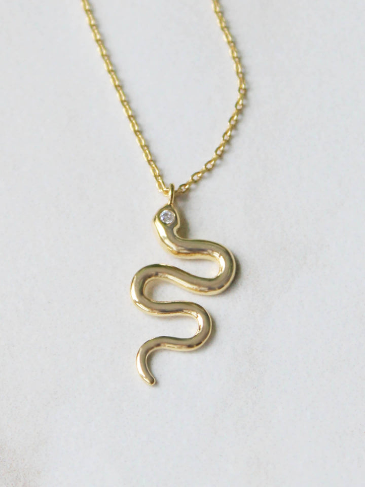 CZ Eye Snake Necklace