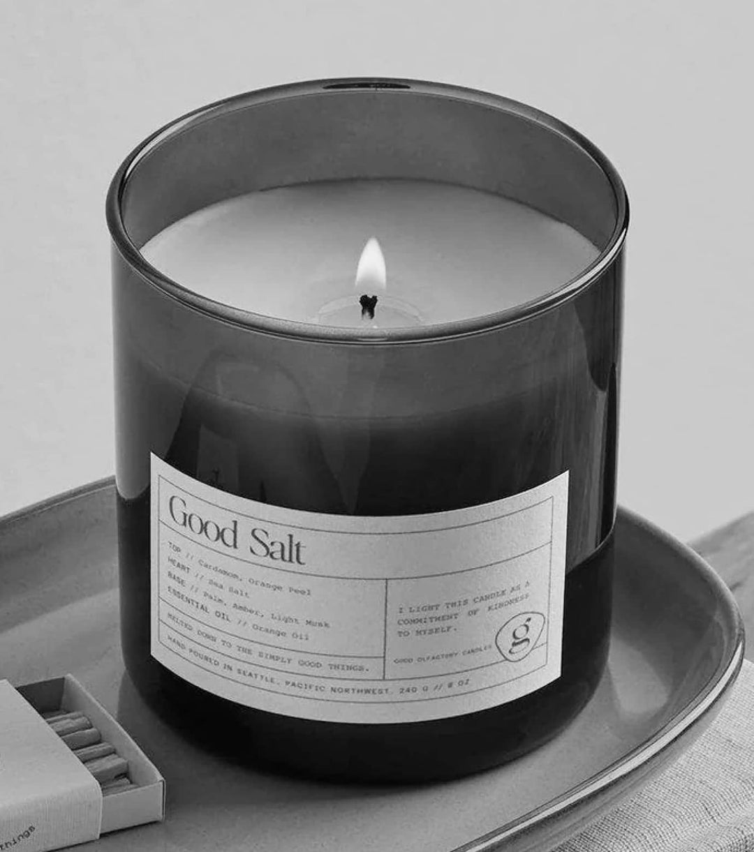 Black and white image of a candle