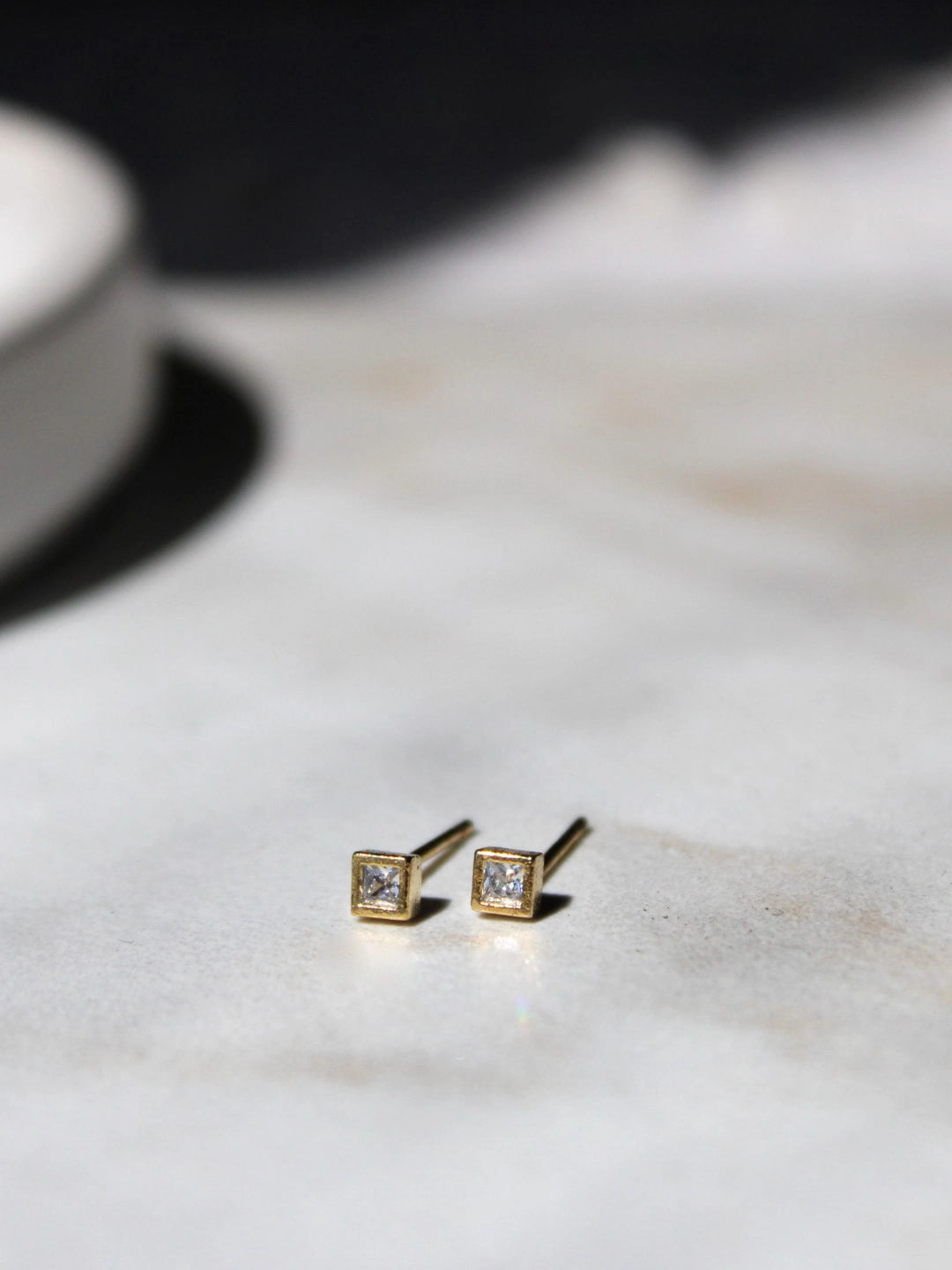 Square CZ Stud Earrings