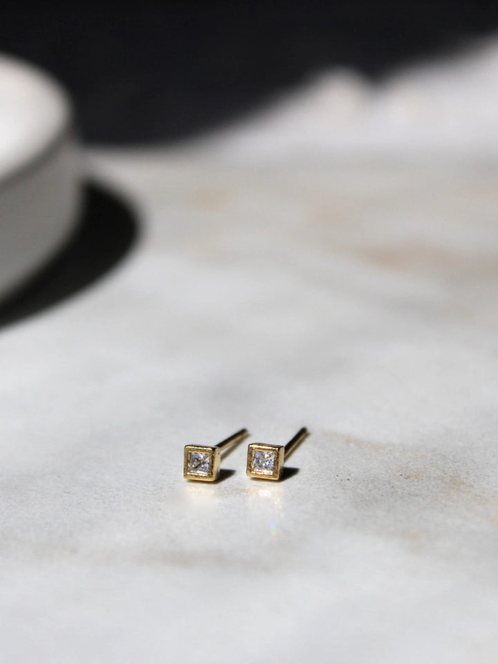 Square CZ Stud Earrings