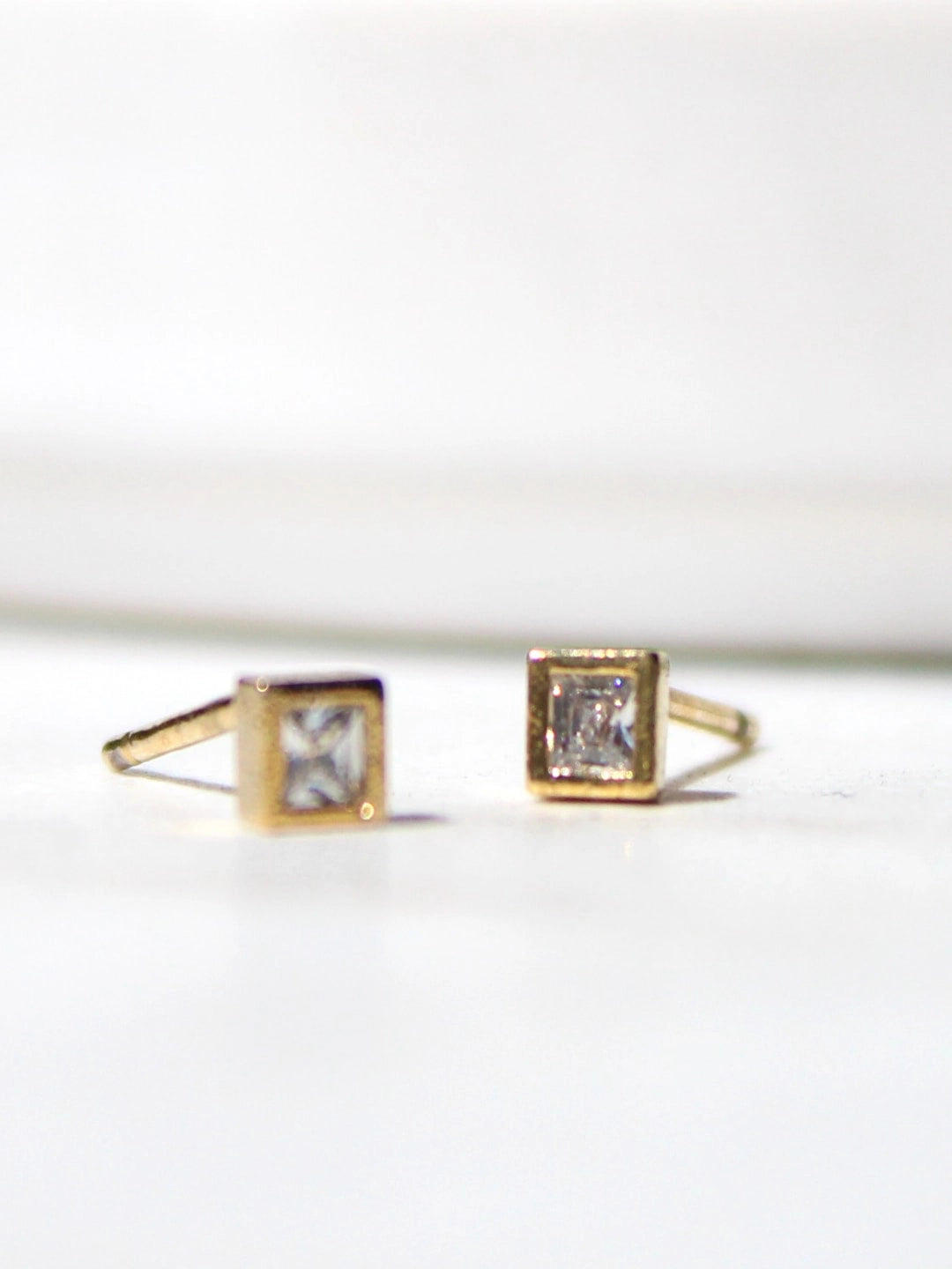 Square CZ Stud Earrings
