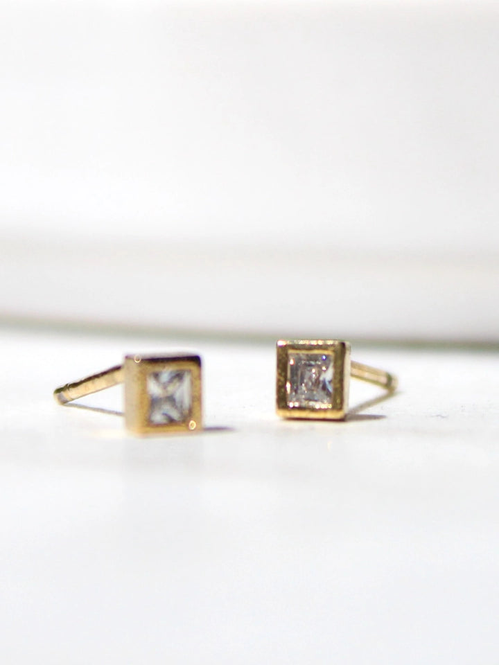 Square CZ Stud Earrings