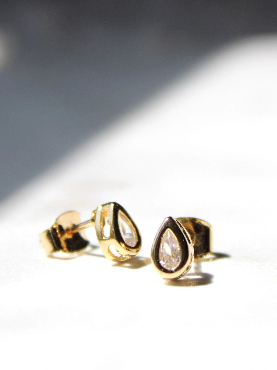 Teardrop CZ Stud Earrings