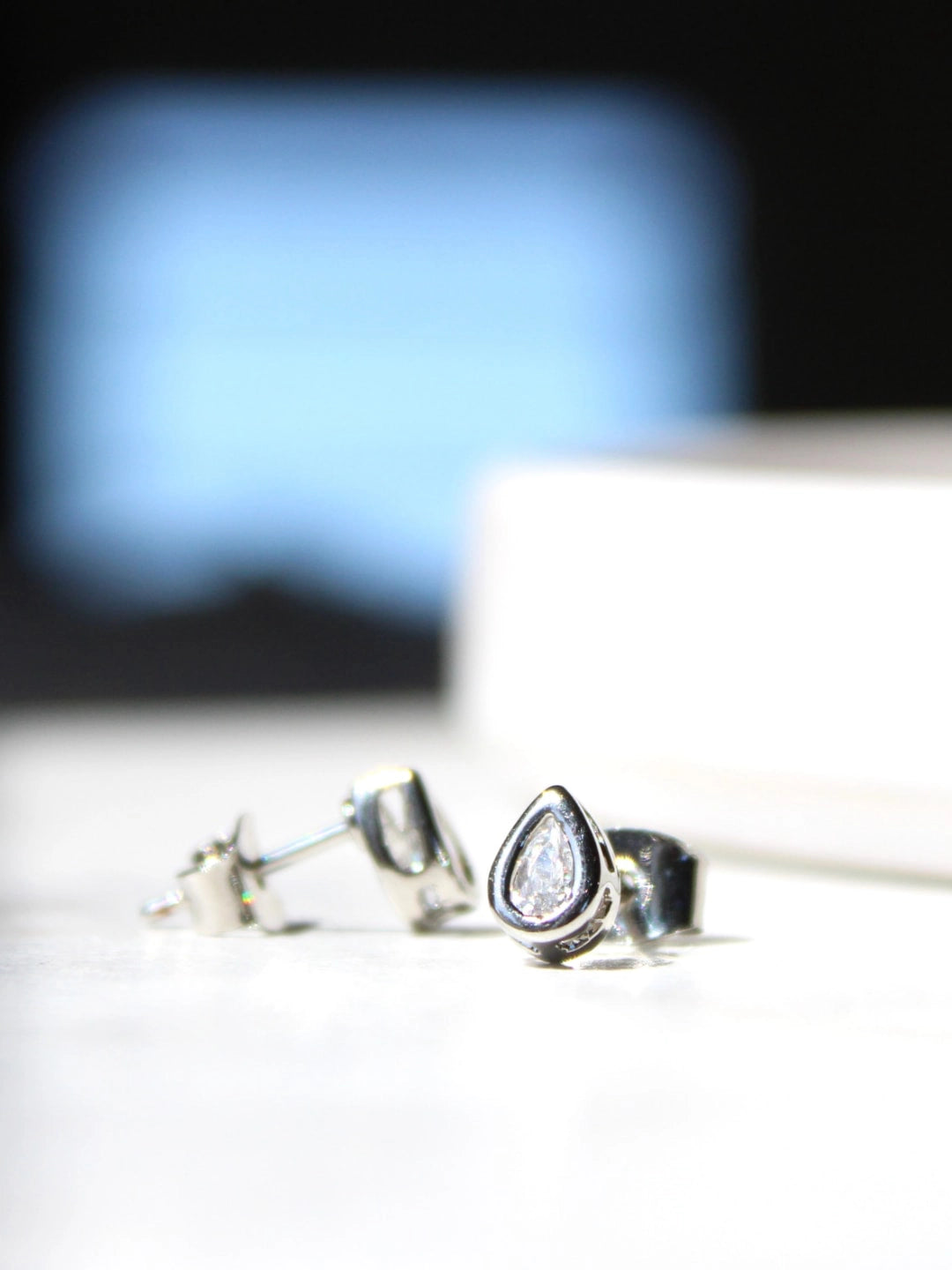 Teardrop CZ Stud Earrings