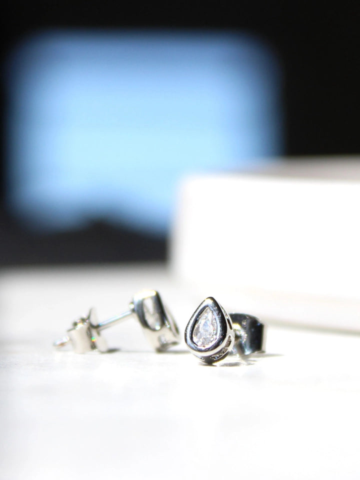 Teardrop CZ Stud Earrings
