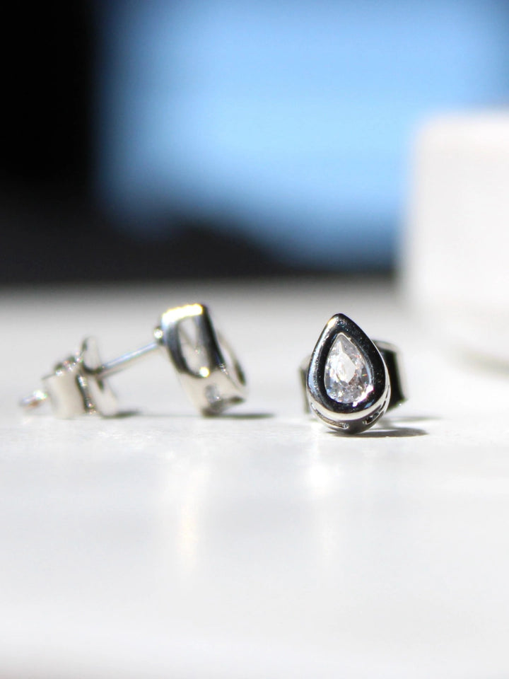 Teardrop CZ Stud Earrings